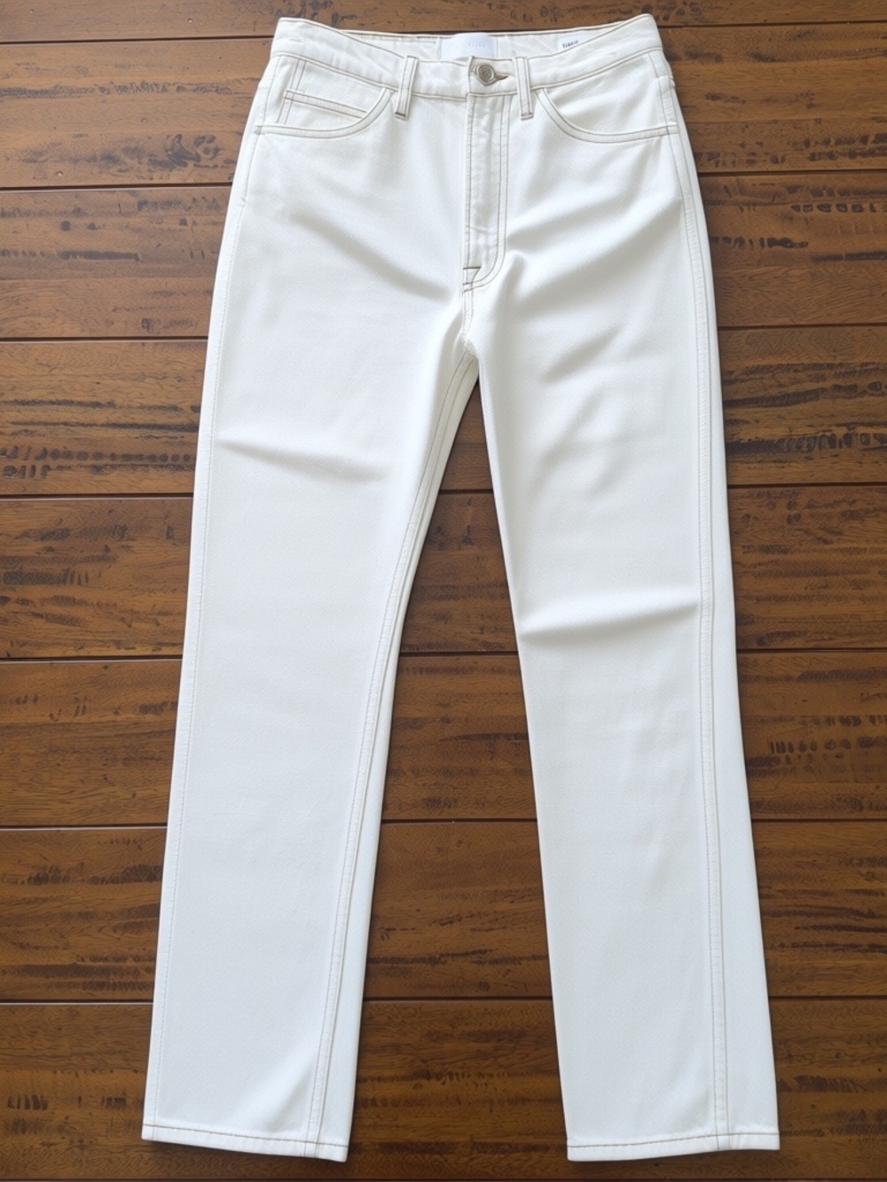 FRAME Le Italien High Rise True Straight Leg Jeans Blanc White Size 24